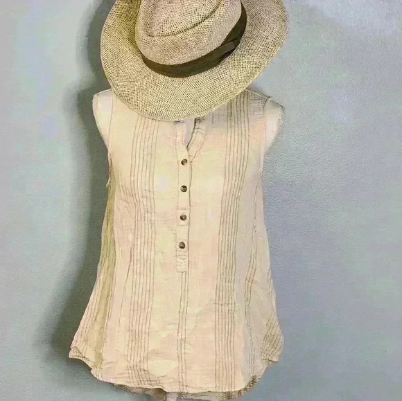 Women's lightweight sleeveless striped button-down top size M - Picture 4 of 8